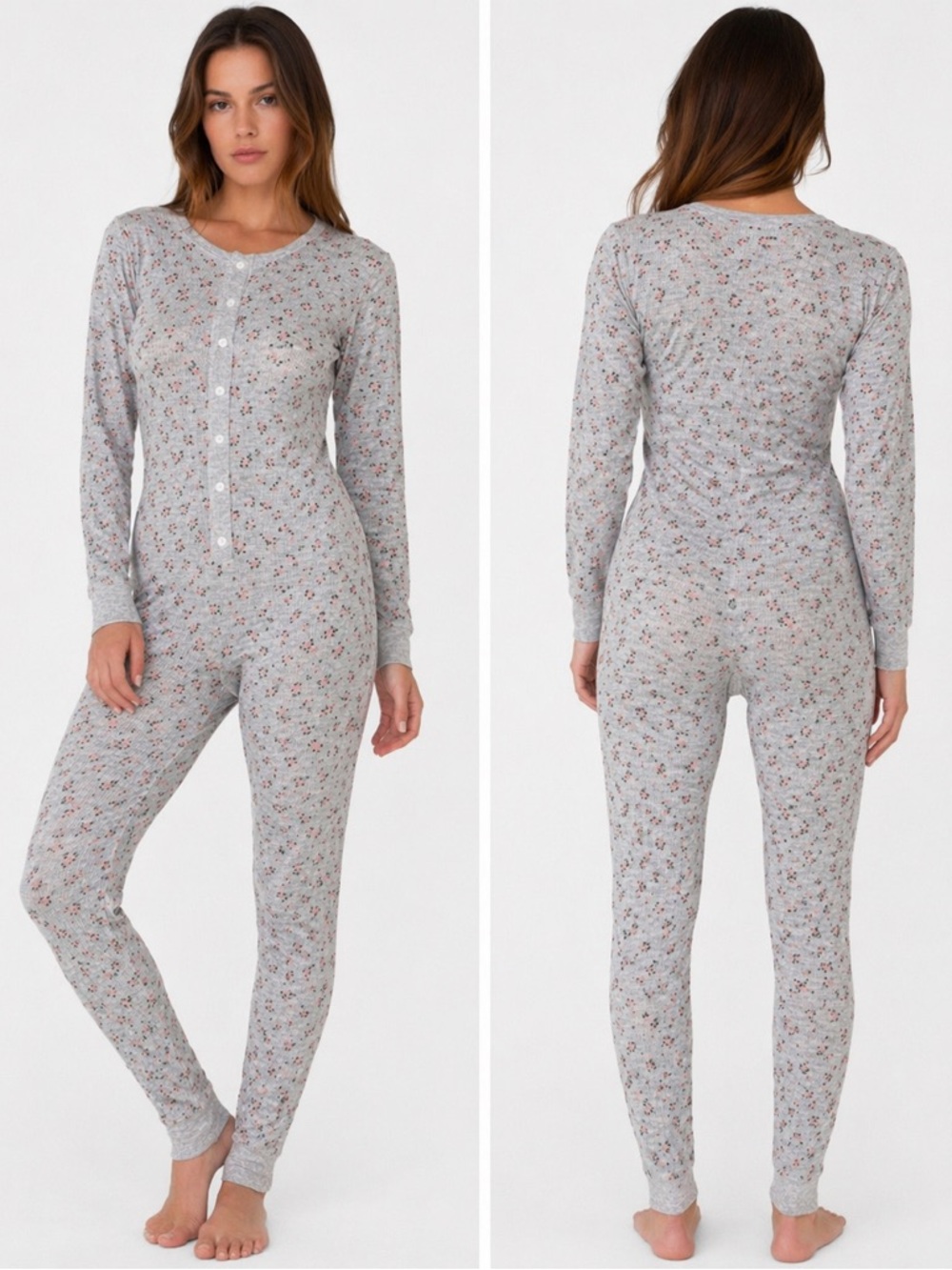 AMERICAN APPAREL deadstock floral waffle thermal onesie size medium